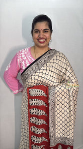 Vriksham Cream Designer Ajrakh Modal Silk Saree-VS4661